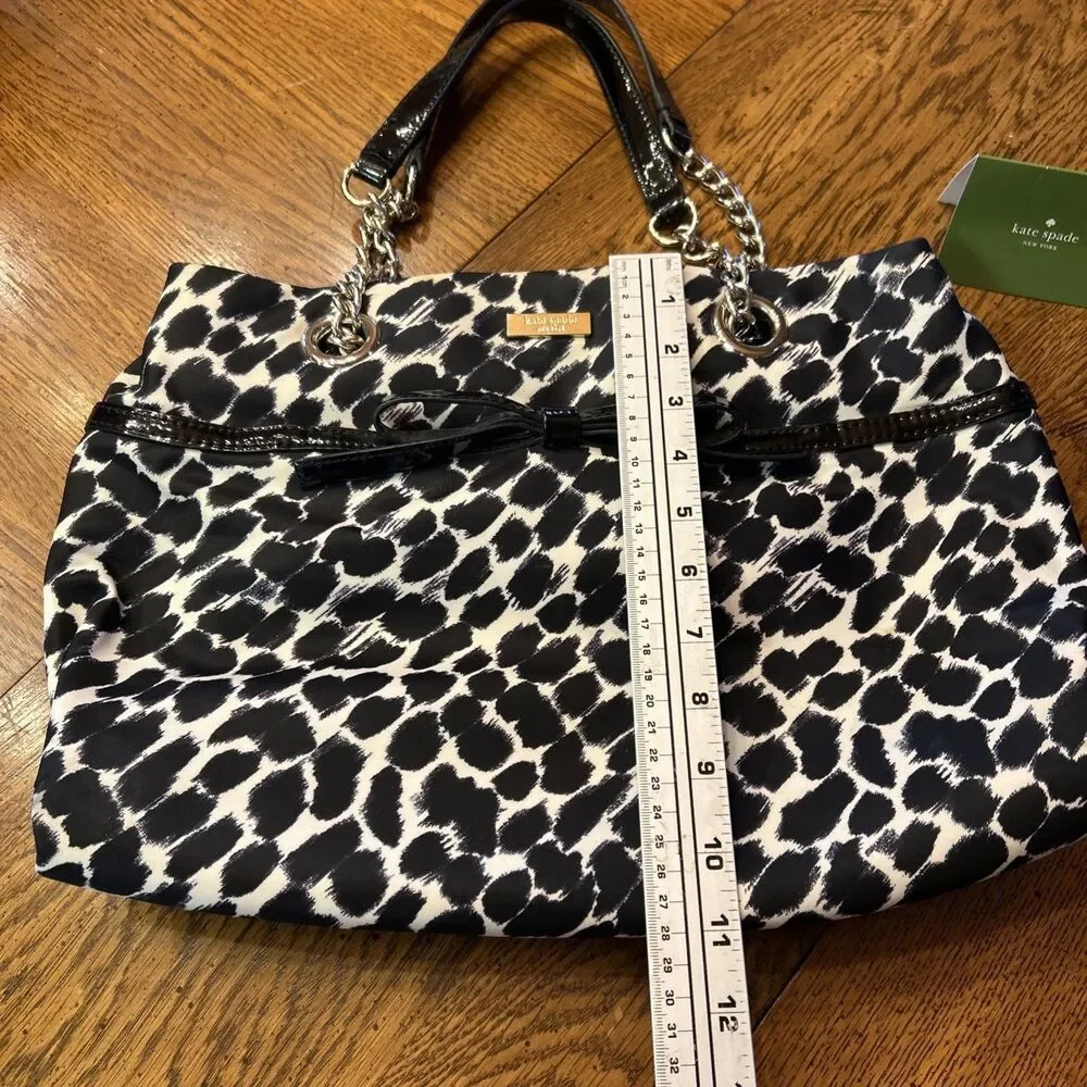 Vintage Kate Spade Animal Print Handbag Purse Patent Bow Luxury Designer
